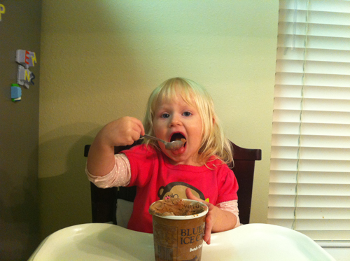 Cayleigh eating ice cream
